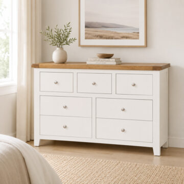 Norfolk White 7 Drawer Wide Chest | Clearance