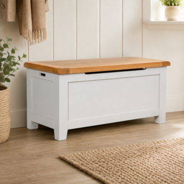 Norfolk Grey Blanket Box | Oak Tops | Assembled