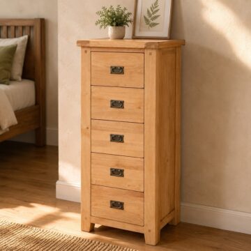 Norfolk Natural Oak 5 Drawer Tall Chest
