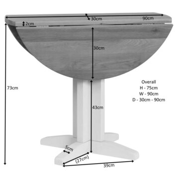 Wynyard Grey Drop Leaf Dining Table | 30 – 90cm