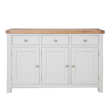 Norfolk French Grey 3 Door 3 Drawer Sideboard | Oak Top | Assembled