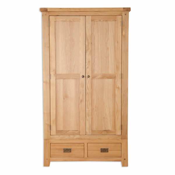 Norfolk Natural Oak 2 Door 2 Drawer Wardrobe