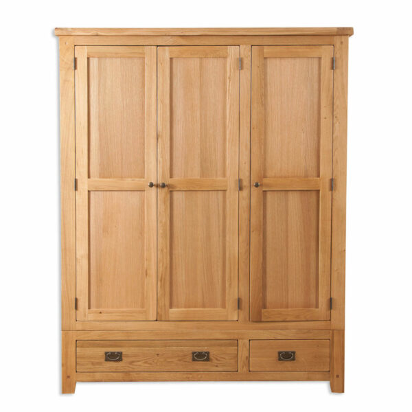 Norfolk Natural Oak 3 Door 2 Drawer Wardrobe