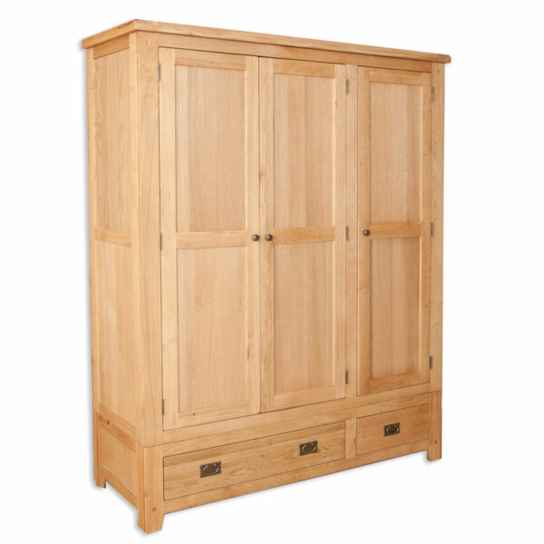 Norfolk Natural Oak 3 Door 2 Drawer Wardrobe