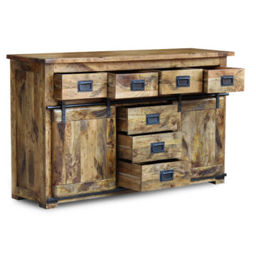 Matara Mango Wood 2 Sliding Door 7 Drawer Large Sideboard | Assembled