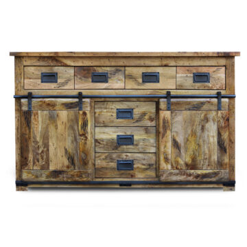 Matara Mango Wood 2 Sliding Door 7 Drawer Large Sideboard | Assembled