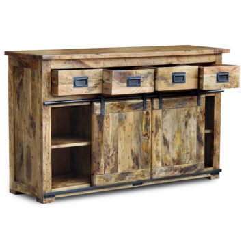 Matara Mango Wood 2 Sliding Door 7 Drawer Large Sideboard | Assembled