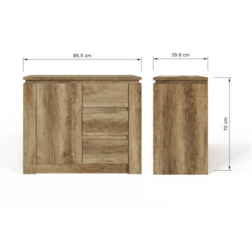 Valley 1 Door Sideboard with Drawers | Oak Finish