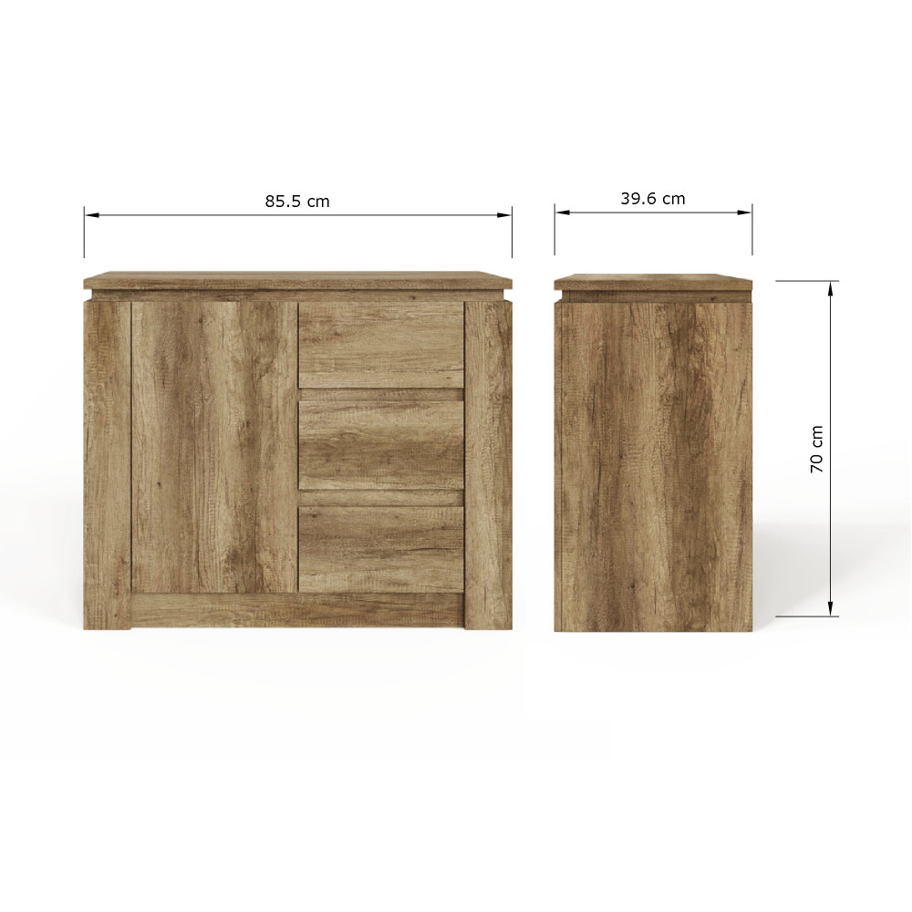 Valley 1 Door Sideboard with Drawers | Oak Finish