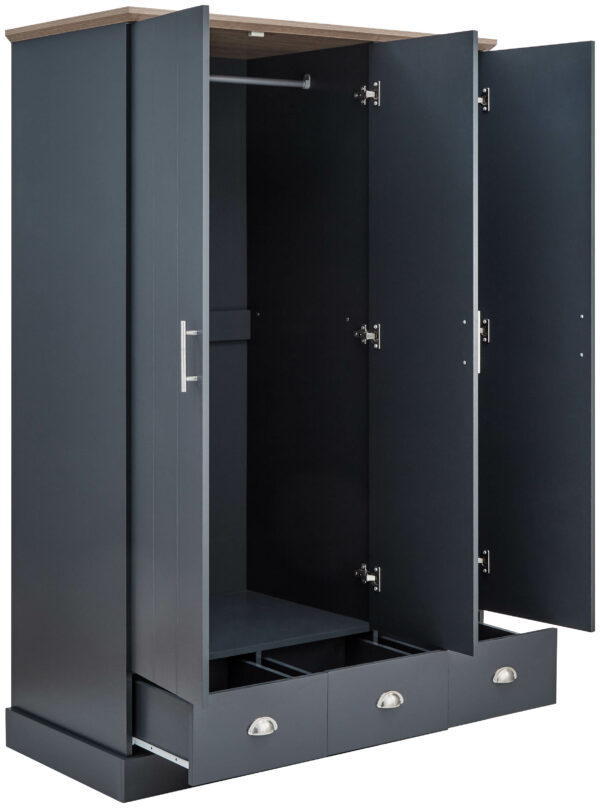 Oban 3 Door 3 Drawer Wardrobe | Slate Blue