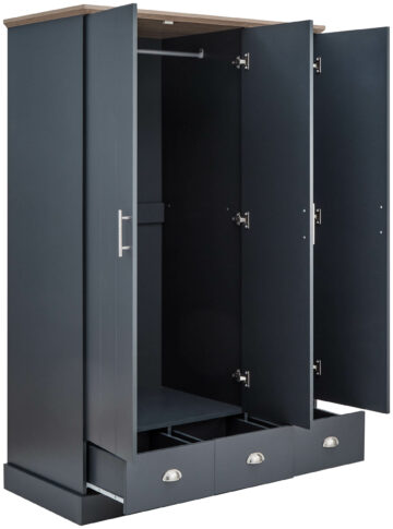 Oban Slate Blue 3 Door Wardrobe with Drawers