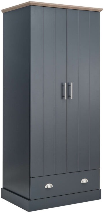 Oban Slate Blue 2 Door Wardrobe with Drawer