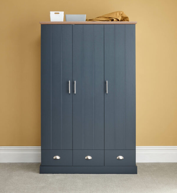 Oban 3 Door 3 Drawer Wardrobe | Slate Blue