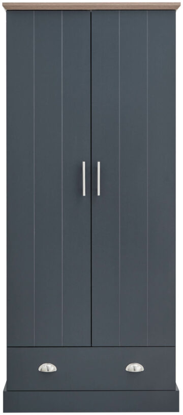 Oban Slate Blue 2 Door Wardrobe with Drawer