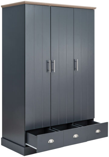 Oban Slate Blue 3 Door Wardrobe with Drawers