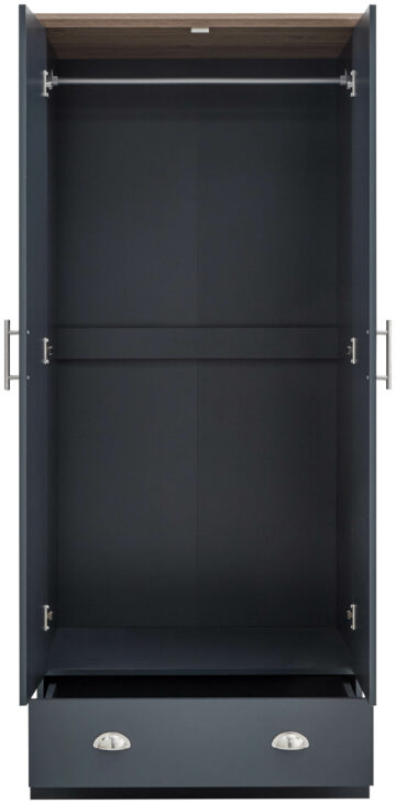 Oban Slate Blue 2 Door Wardrobe with Drawer