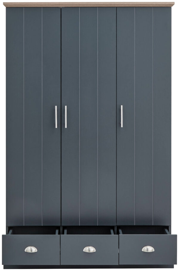 Oban 3 Door 3 Drawer Wardrobe | Slate Blue