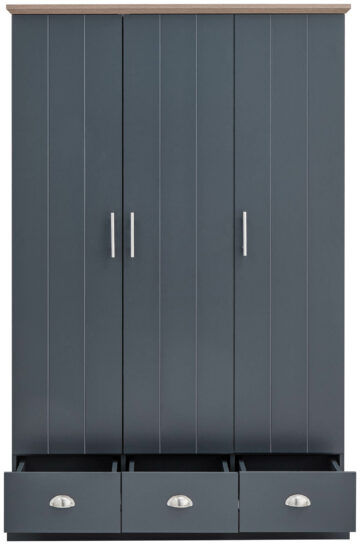 Oban Slate Blue 3 Door Wardrobe with Drawers