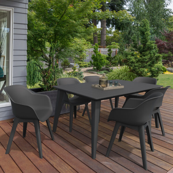 Eivissa Rattan Dining Table With 6 Eivissa Chairs | Black