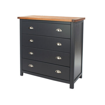 Stirling Black 4 Drawer Chest | Antique Oak Effect Wax