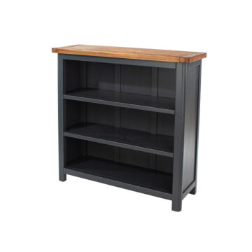 Stirling Midnight Blue Low Bookcase | Antique Oak Effect Wax