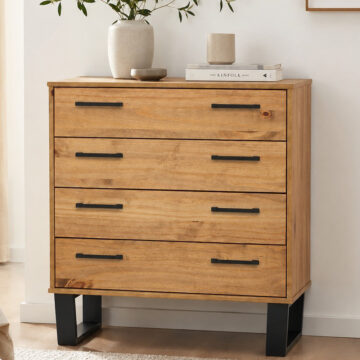 Mowbray 4 Drawer Chest Of Drawers | Antique Waxed Pine | Black