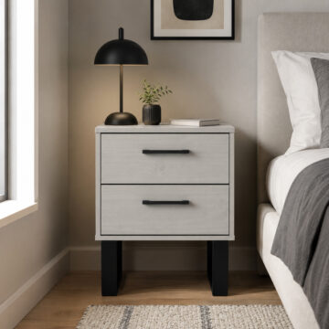 Mowbray Grey 2 Drawer Bedside Cabinet