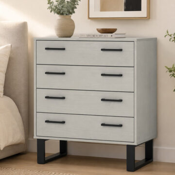 Mowbray 4 Drawer Chest Of Drawers | Grey Waxed Pine | Black