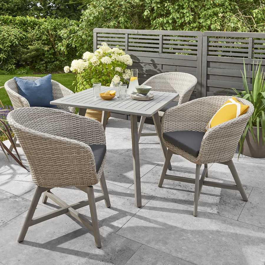 Chedworth Rattan 4 Seat Dining Set Grey Oak World