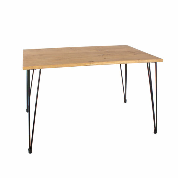 Avila Pine Rectangular Dining Table | Antique Waxed Pine | Black | Self Assembly