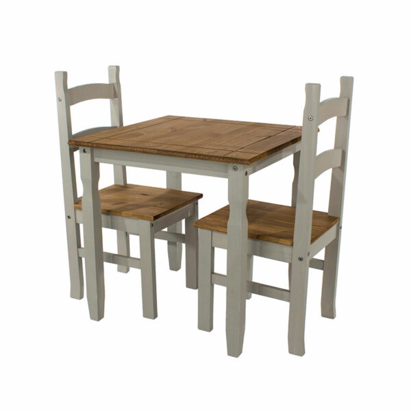 Azusa Grey Square Dining Table & 2 Chair Set | Grey Wax | Antique Waxed Pine | Self Assembly