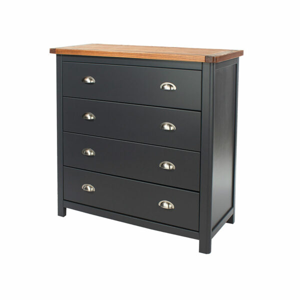 Black Stirling 4 Drawer Chest | Antique Oak Effect Wax | Carbon Grey | Self Assembly