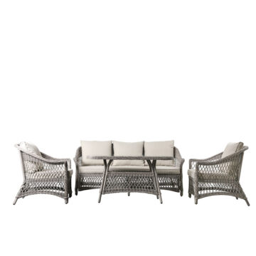 Menton Rattan Country Sofa Dining Set | Stone