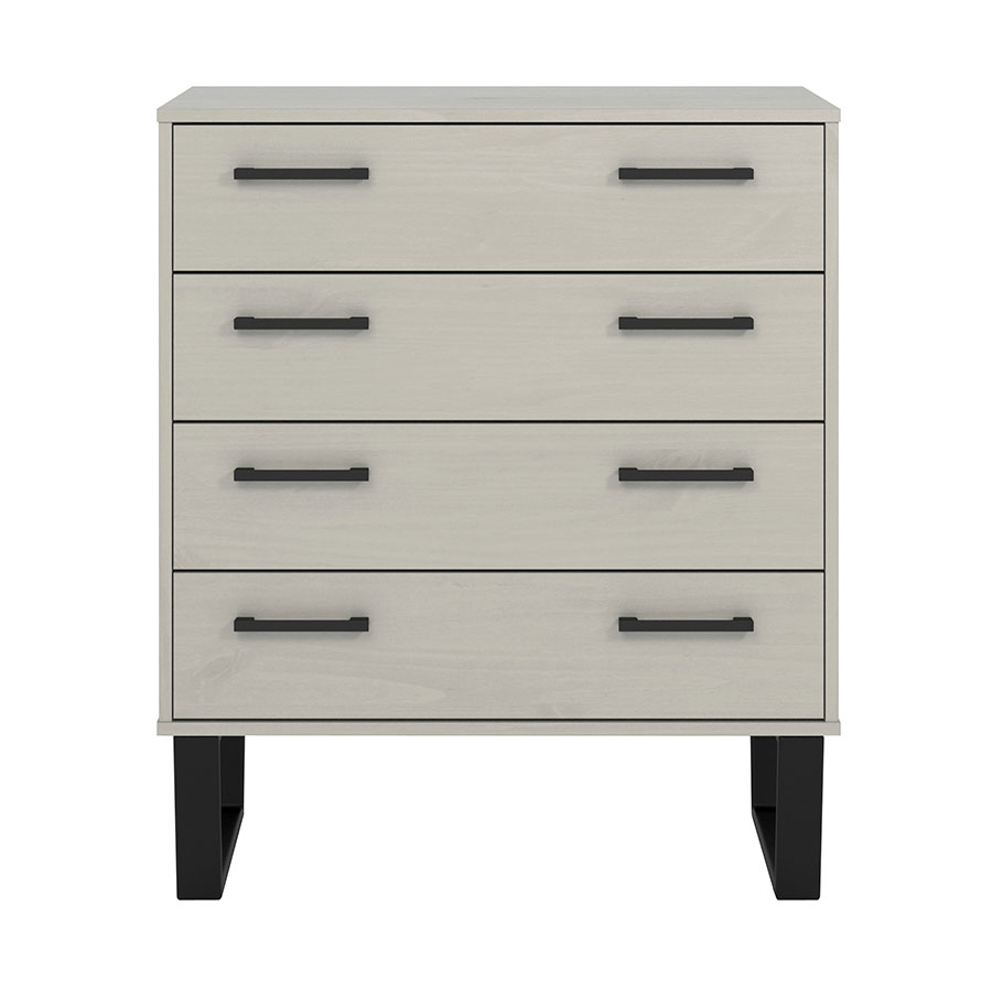Mowbray 4 Drawer Chest Of Drawers Grey Waxed Pine Black Self Assembly Oak World