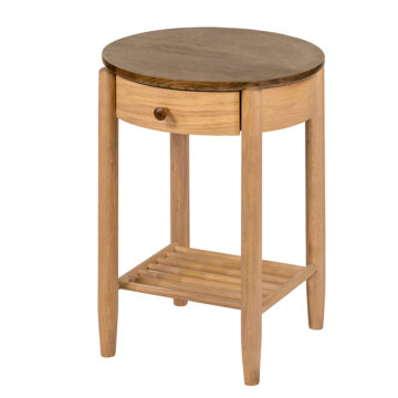 Utah Oak 1 Drawer Round Night Stand