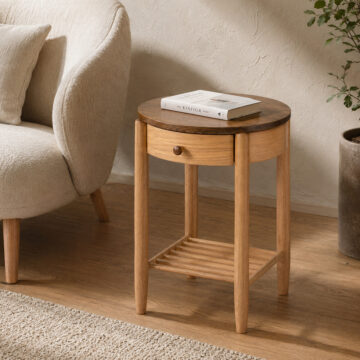 Utah Oak 1 Drawer Round Night Stand