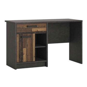 Ingles Dark Grey 1 Door 1 Drawer Desk | Walnut Finish