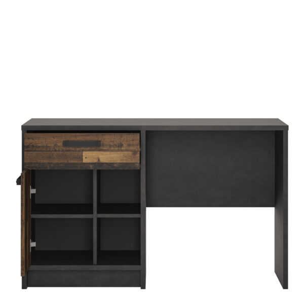 Ingles Desk with 1 Door and 1 Drawer | Walnut and Dark Matera Grey | Self Assembly
