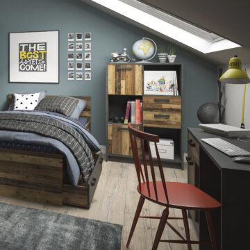 Ingles Dark Grey 1 Door 1 Drawer Desk | Walnut Finish