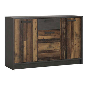 Ingles Cabinet with 3 Doors and 1 Drawer | Walnut and Dark Matera Grey