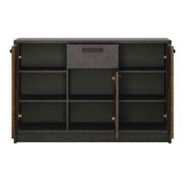 Ingles Dark Grey 3 Door 1 Drawer Cabinet | Walnut Finish
