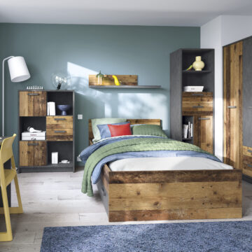 Ingles Wall Shelf 120cm | Walnut and Dark Matera Grey Finish