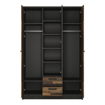Ingles 3 Door Wardrobe with Drawers | Walnut and Dark Matera Grey