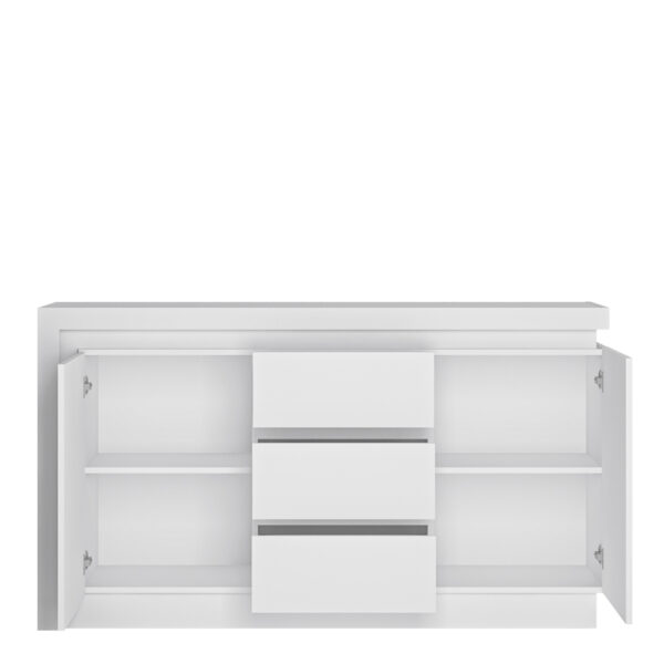 Rydal 2 Door 3 Drawer Sideboard | White and High Gloss | Self Assembly