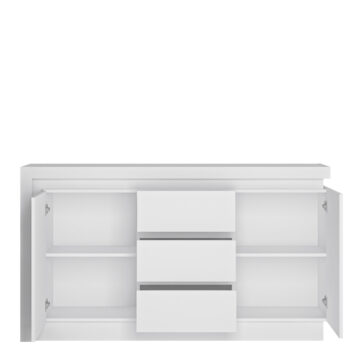 Rydal White and High Gloss 2 Door 3 Drawer Sideboard |