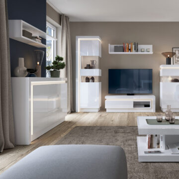 Rydal White and High Gloss 2 Door 3 Drawer Sideboard |