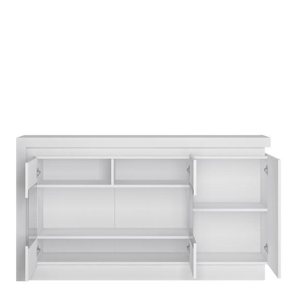 Rydal 3 Door Glazed Sideboard | White and High Gloss | Self Assembly
