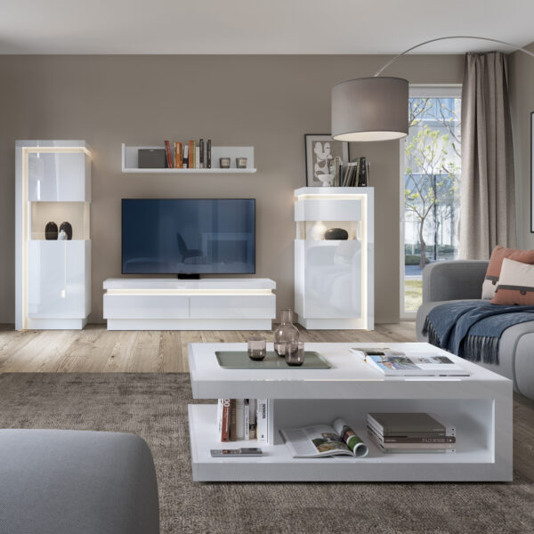 Rydal Designer Coffee Table | White and High Gloss | Self Assembly
