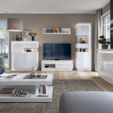 Rydal Narrow Display Cabinet | Left Hand Door | White and High Gloss