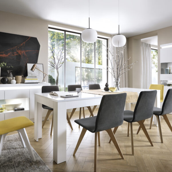 Rydal Large Extending Dining Table | White and High Gloss | Self Assembly